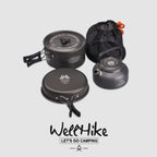 WELLHIKE Lightweight Camping Cookware Set – Pot, Pan, Wok & Kettle (1–2 Person)