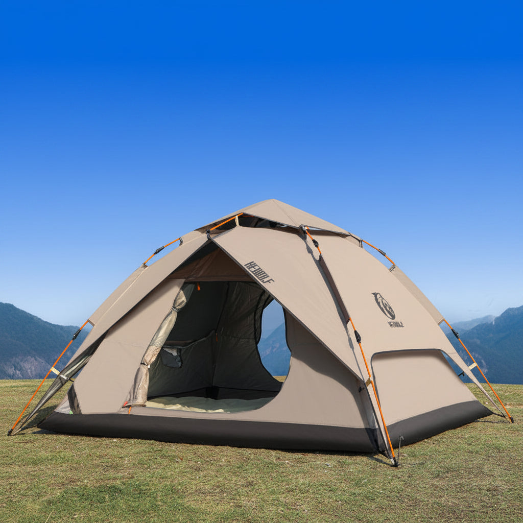 Hewolf Outdoor Camping Tent – Foldable Double Layer Canopy, 3000mm Waterproof, 4-Season Shelter