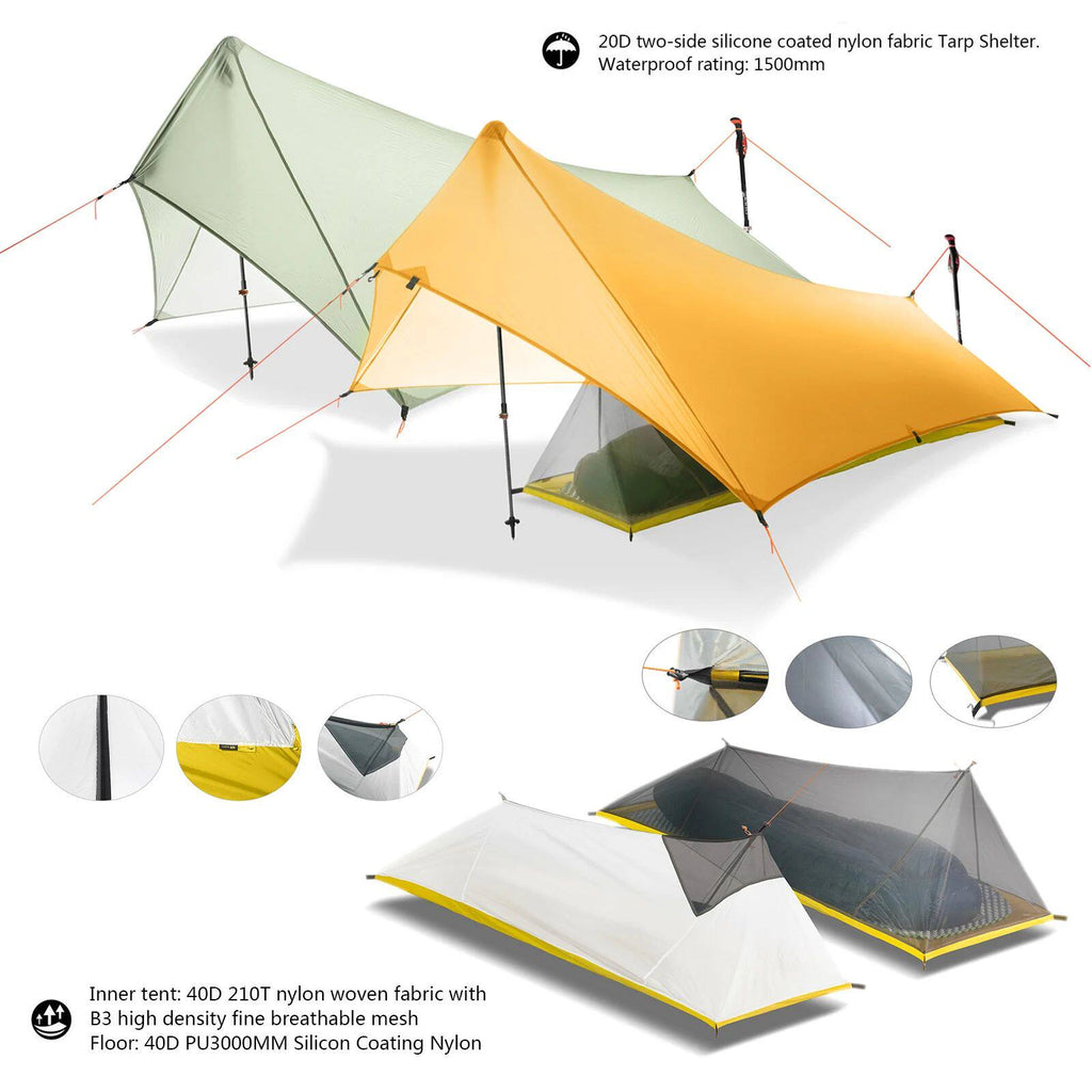 Ultralight Rain Fly Shelter Tent – 320g, Waterproof 1500mm, 20D Polyester