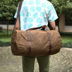 Waxed Canvas & Leather Duffle Bag – Retro Travel Weekender