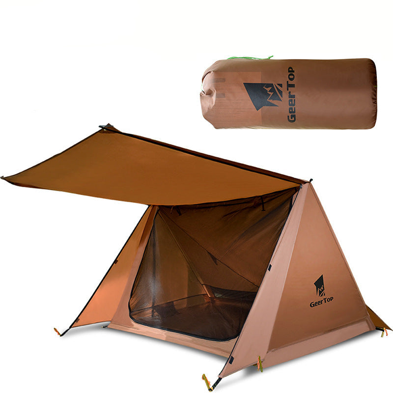 Campfire Ultralight Double-Layer 2-Person Tent Brown 210T Polyester – outdoor setup view
