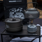 WELLHIKE Lightweight Camping Cookware Set – Pot, Pan, Wok & Kettle (1–2 Person)