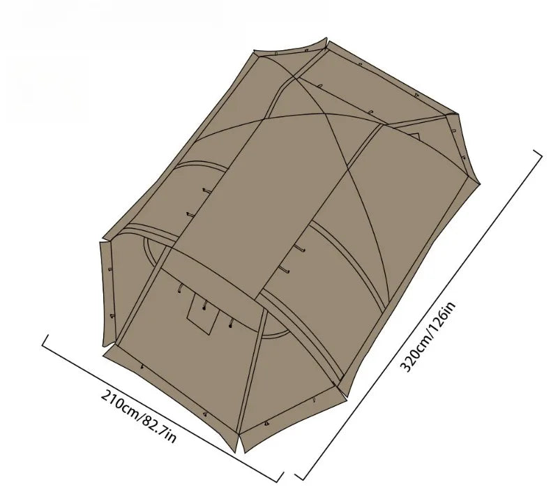 Outdoor Double Tunnel Tent – 4-Season Windproof & Flame-Retardant Camping Tent with Snow Skirt