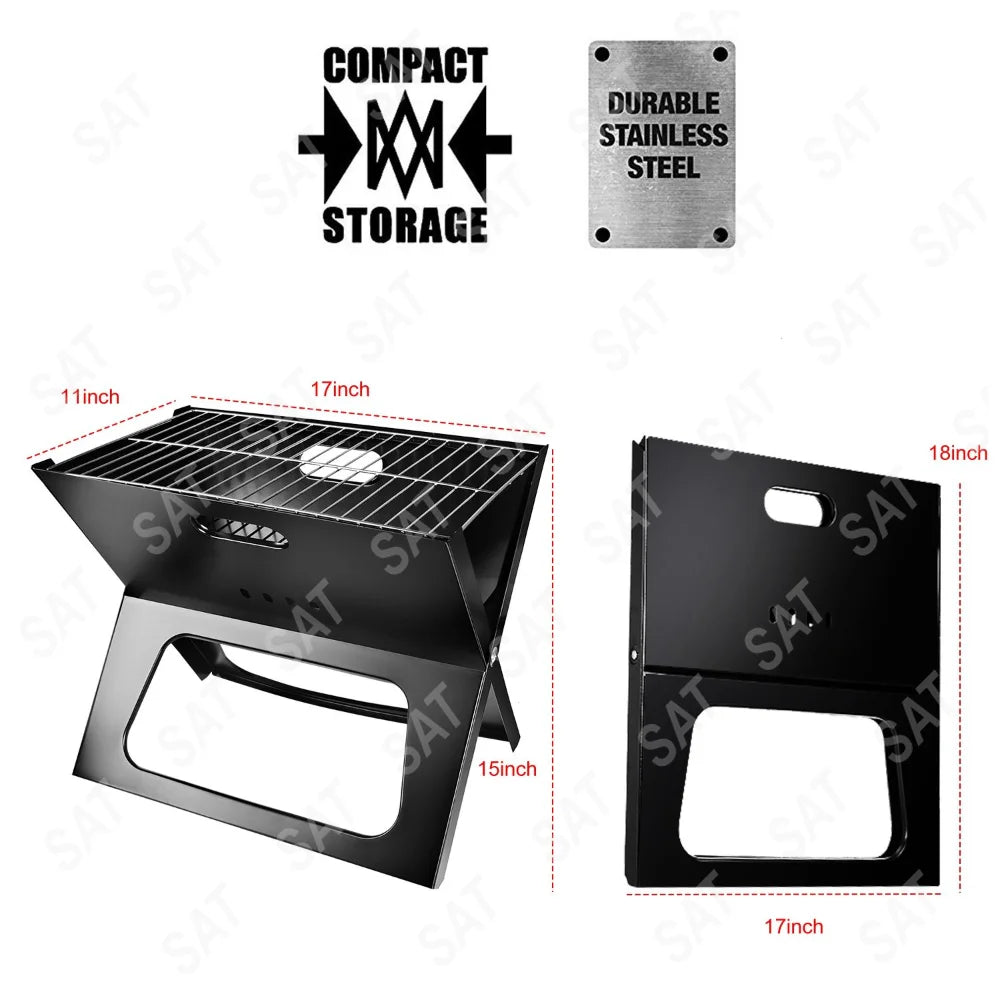 Portable Folding Charcoal BBQ Grill – Thick Heavy-Duty Outdoor Camping & Picnic Grill