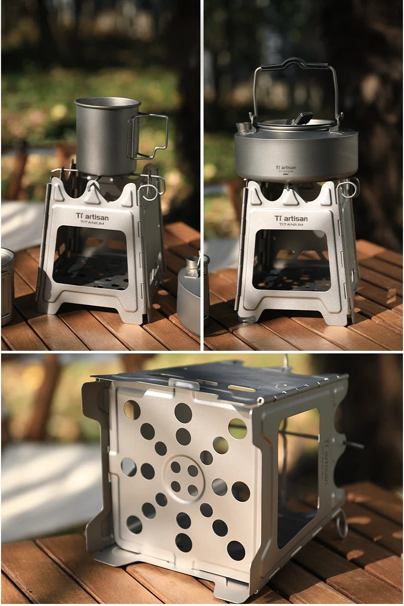 WS009 Titanium Wood Burning Camp Stove – Ultralight Portable Outdoor Furnace