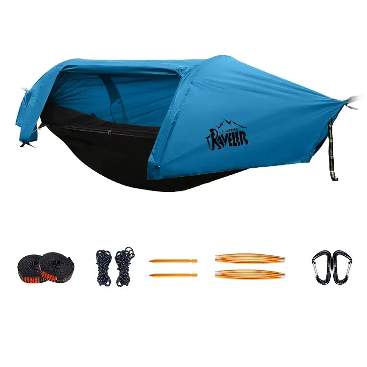 Traveling Eagle Hammock Tent in Blue – Waterproof Anti-Mosquito Outdoor Camping Hammock with Single-Point Suspension, 200kg Capacity
