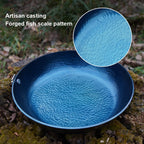 Night Warden Cast Iron Camping Wok – Portable Bushcraft Pan with Wooden Handle