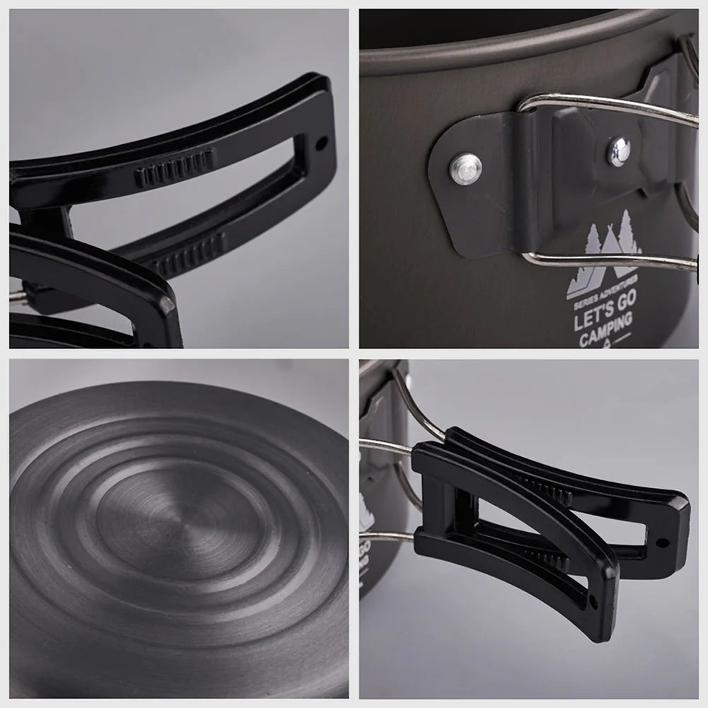 WELLHIKE Lightweight Camping Cookware Set – Pot, Pan, Wok & Kettle (1–2 Person)