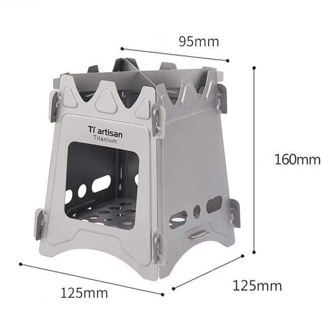 WS009ST pure titanium wood burning camp stove small size, ultralight 200g portable outdoor furnace for camping and backpacking
