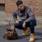 Retro Canvas Laptop Backpack – 16" Computer Pocket, Waterproof, Magnetic Buckle, Unisex Travel Bag