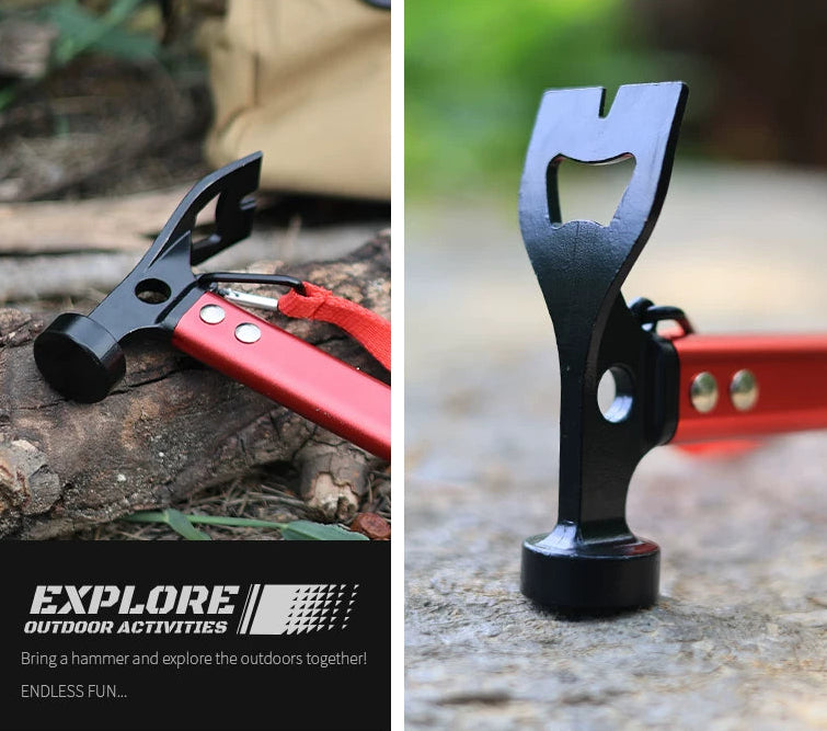 XITU A078 Multi-Tool Camping Hammer – Carbon Steel Head | Nail Puller, Flat Shovel & Bottle Opener