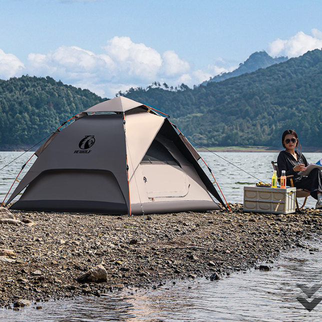 Hewolf Outdoor Camping Tent – Foldable Double Layer Canopy, 3000mm Waterproof, 4-Season Shelter