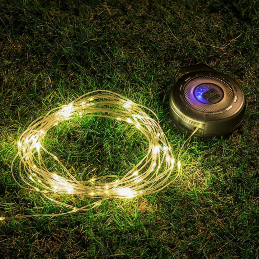 Camping Lantern with 10M LED String Lights | IPX4 Waterproof 2-in-1 Outdoor Light